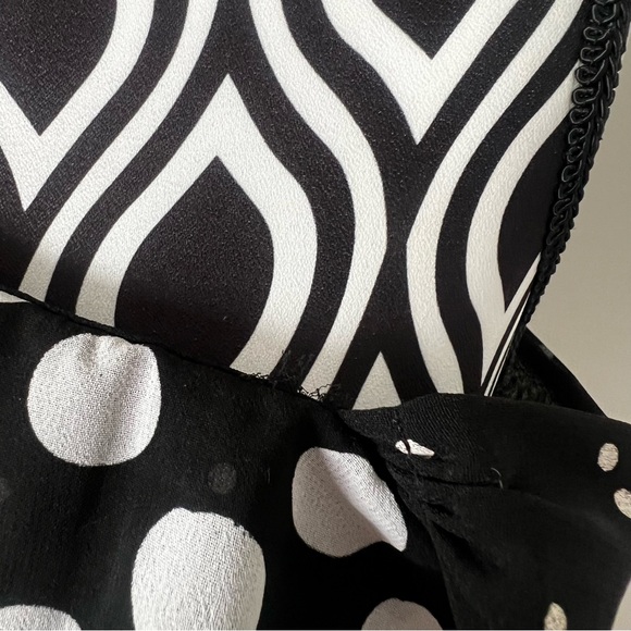 Vintage 90s Y2K Asymmetrical Tiered Polka Dot Baranda Top - Picture 4 of 15